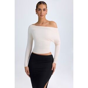 New Oh Polly The Rani Modal One-Shoulder Ruched Top in Ivory Size Small
